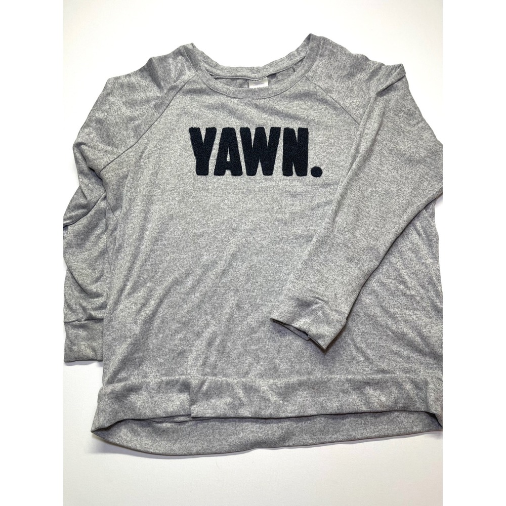 Secret Treasures YAWN Sleepwear Sweatshirt Gray Heather Raglan Top Large 0342